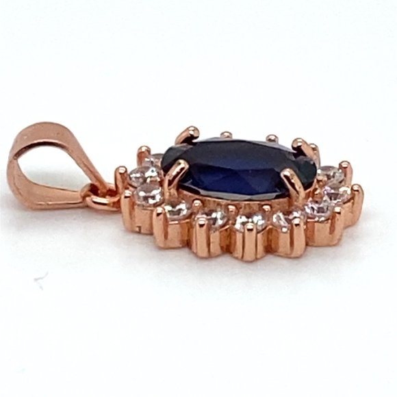 Iolite 1.15ct Rose Gold Finish Solid 925 Sterling Silver Pendant - Picture 6 of 7